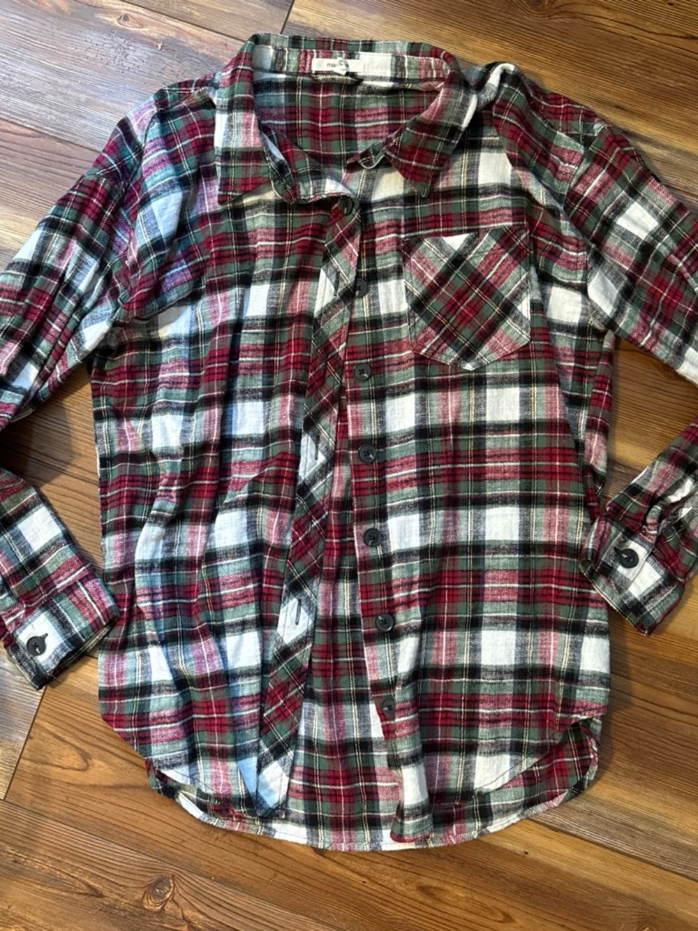 Women’s Plaid Button-Front Shirt - Red green & White